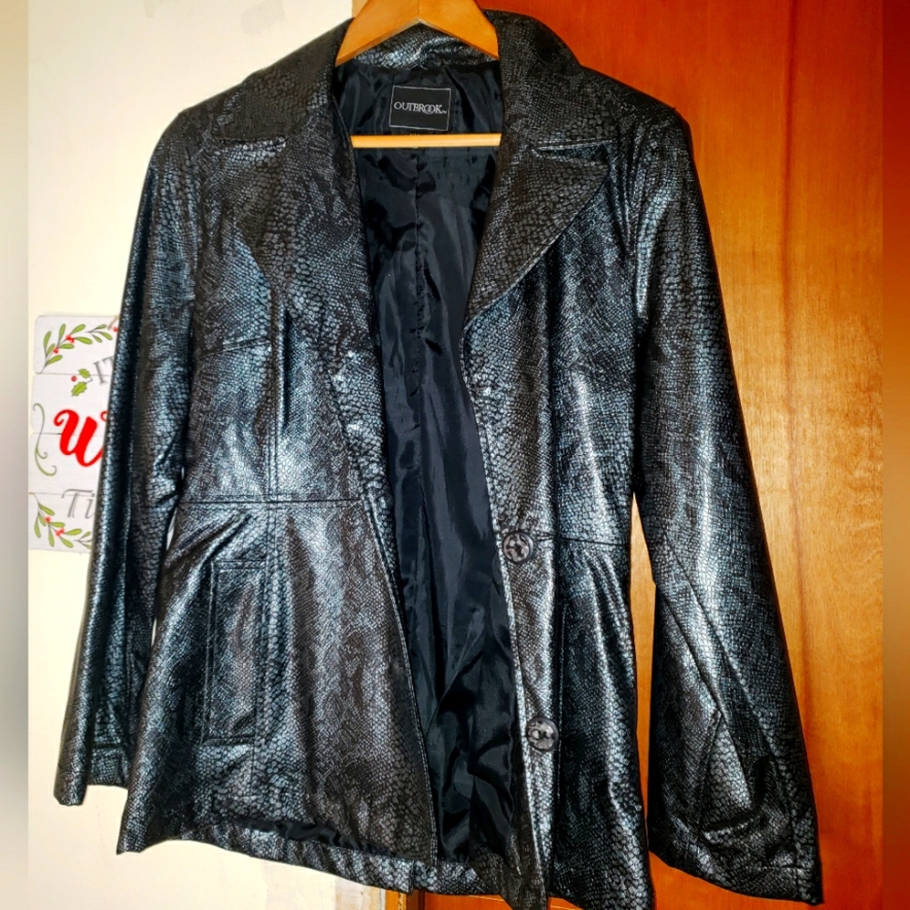 Outbrook Faux Leather Crocodile Print Jacket, Women's size S